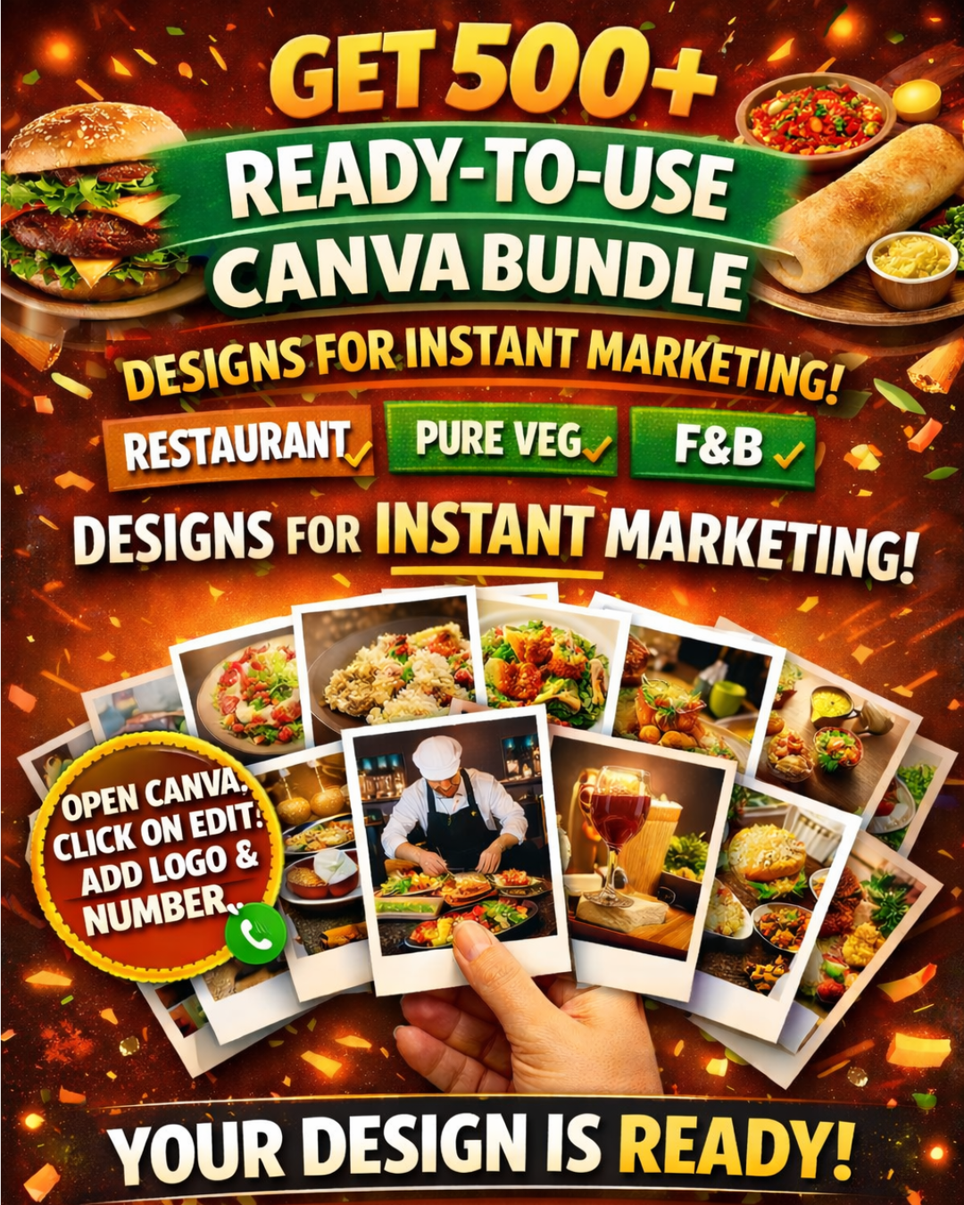 ULTIMATE 50+ Ready-to-Use Canva Creative Bundle made specially for Restaurants